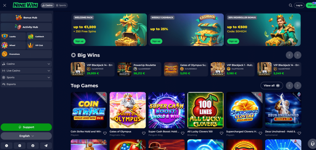 ninewin casino uden dansk licens