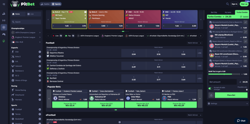 Pitbet – Bedst til live betting