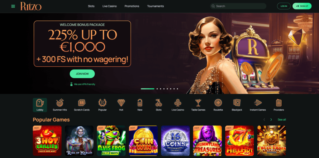 Ritzo Casino – Uden Dansk Licens & Bonusser Uden Omsætningskrav
