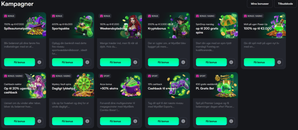 MystBet Casino Bonusser & Kampagner 🎁